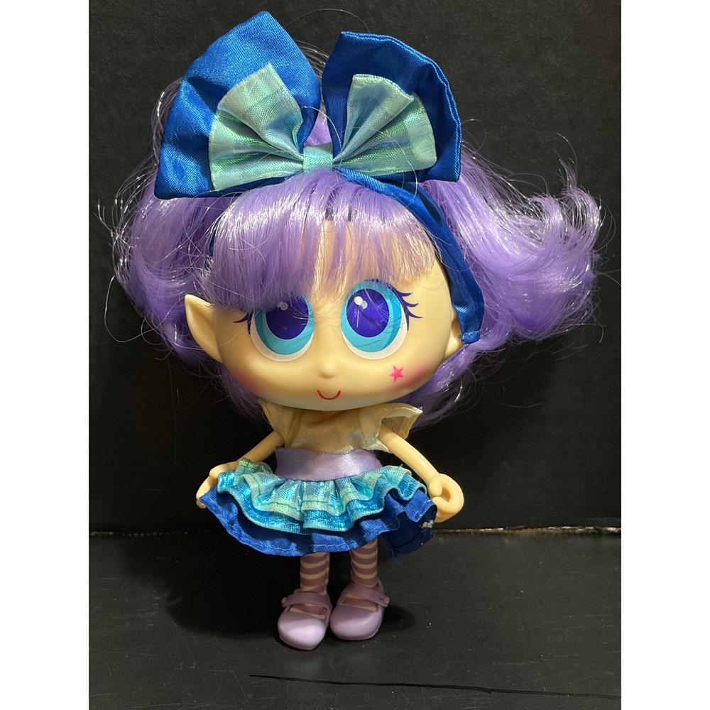 Distroller Cheekie Fairy Pop Purple Hair Nerlie KSI-Merito Neonate Doll Blue Bow